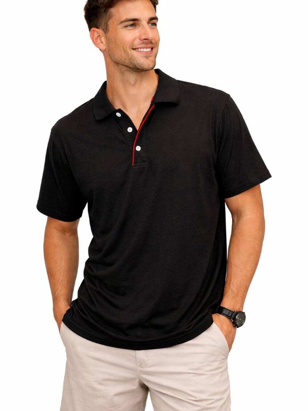 Fusion Men’s Black Short Sleeve Polo Shirt - Size XL